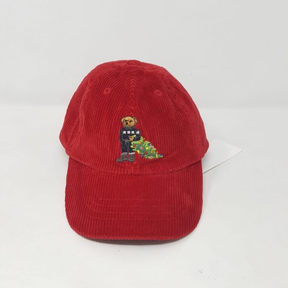 red polo hat with bear